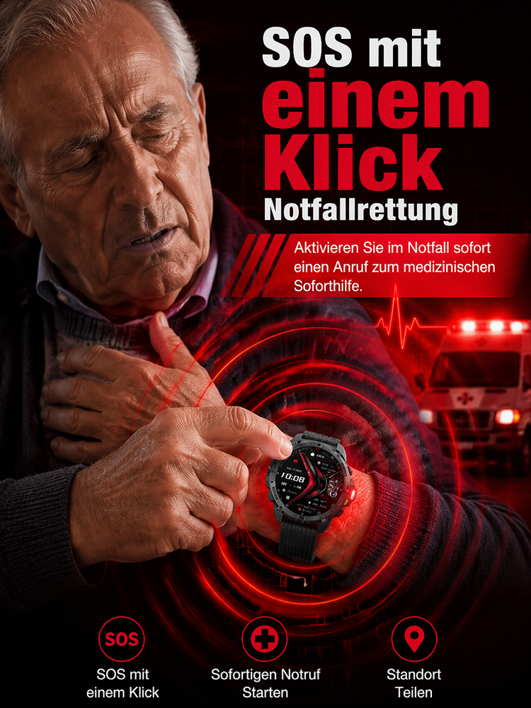 Von Ärzten empfohlen】Die neueste Generation der Smart-Health-Watch！Messungen lebenslang kostenlos!