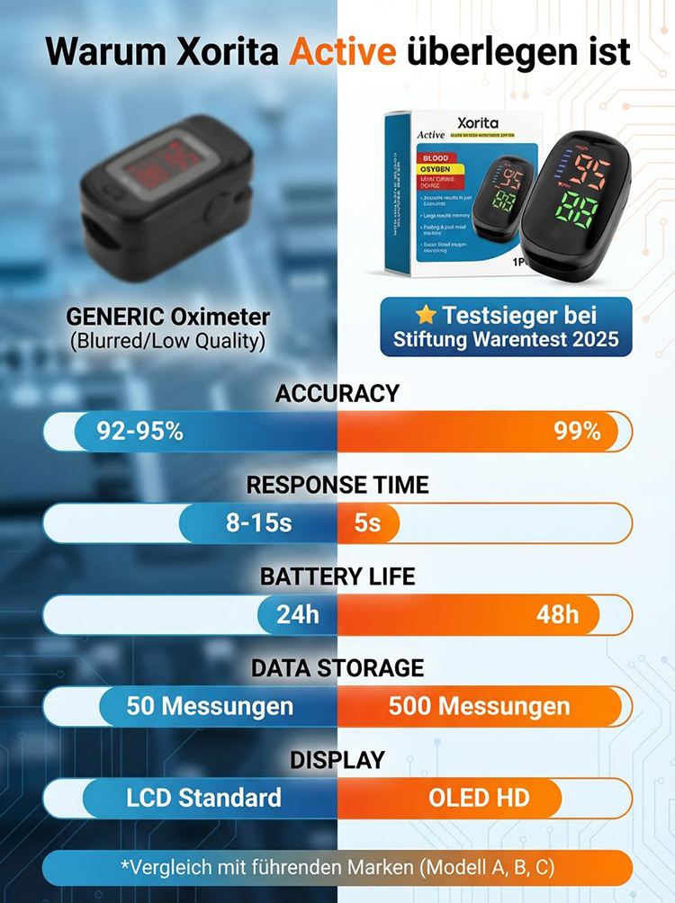 [99 % Genauigkeit] Fingerclip-Pulsoximeter