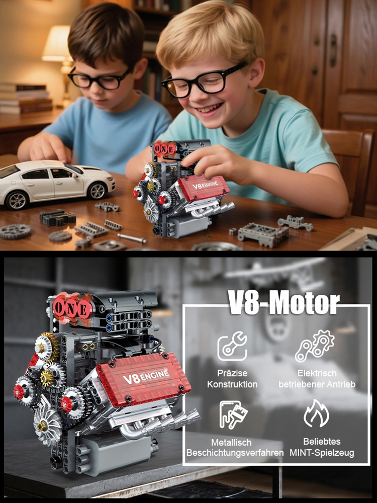 【100% Funktionsgetreu】CNC-gefräst, benzinbetrieben, voll lauffähig: Maschinentechnologie-V8-Motorantriebsgruppe