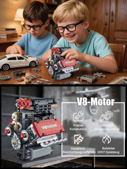  【100% Funktionsgetreu】CNC-gefräst, benzinbetrieben, voll lauffähig: Maschinentechnologie-V8-Motorantriebsgruppe