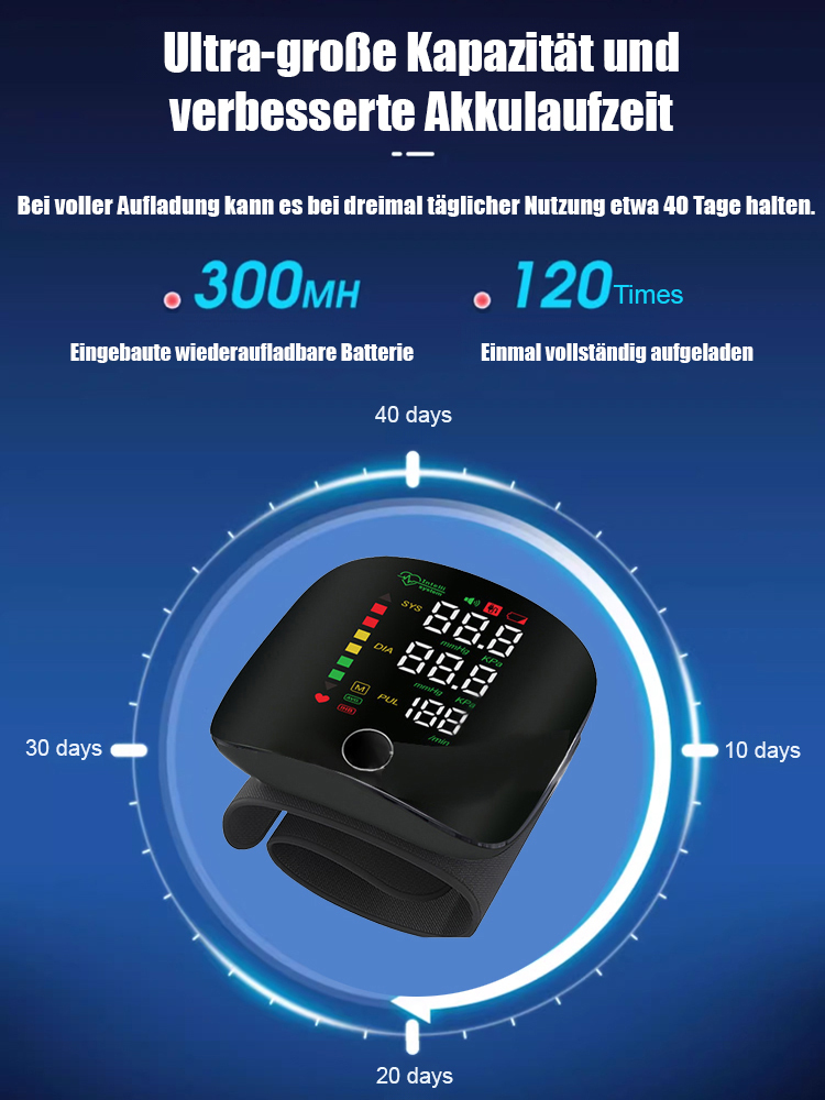  CE-zertifiziert & RoHS-konform | Hohe Präzision: Blutdruck ±3 mmHg, Puls ±5 % | Inkl. Konformitätserklärung (DOC).
