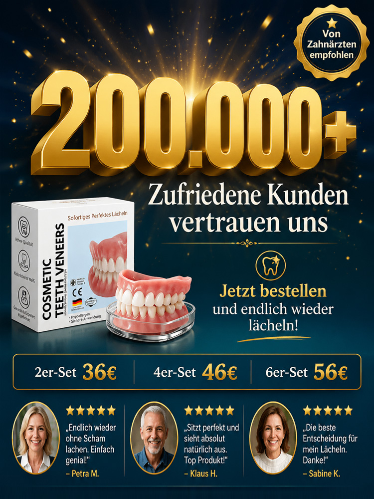 😁 【Vom Zahnarzt empfohlen】 Premium-Zahnprothese – Rundum-Sorglos-Paket, kein Zahnarzttermin nötig!