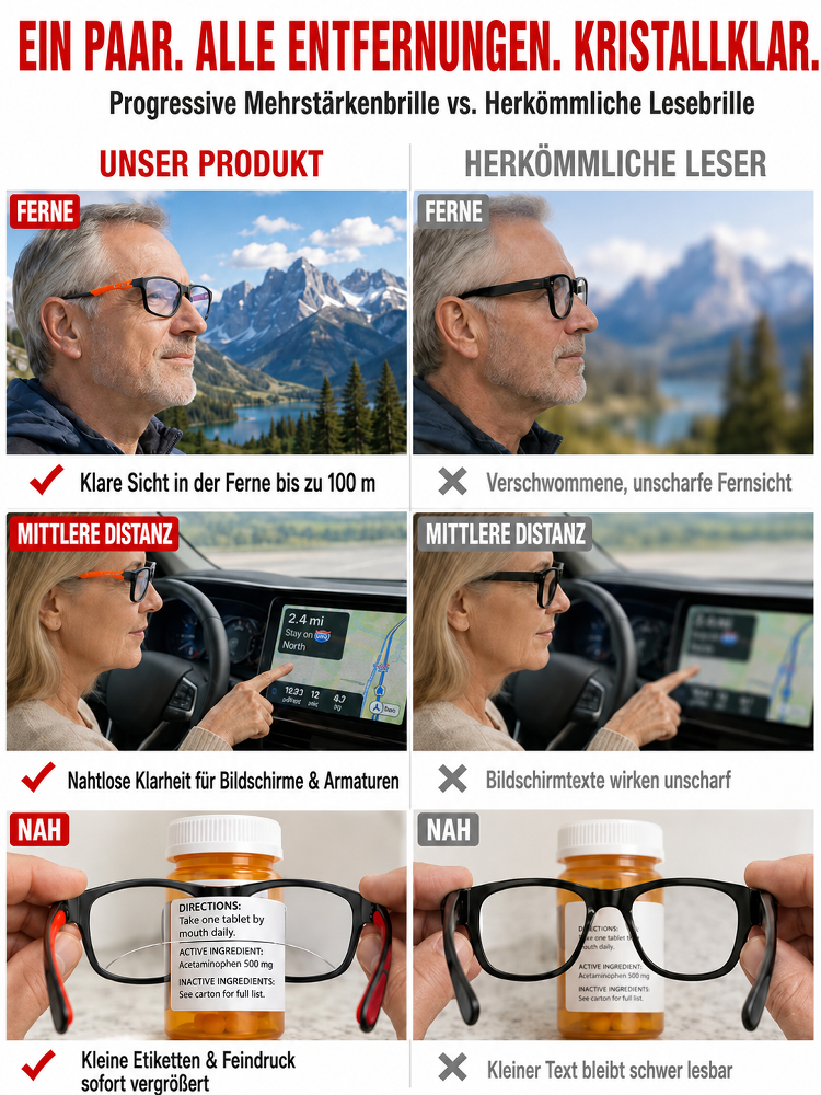 ✅ Schluss mit ständigem Brillenwechsel! Eine Brille für nahtlose Sehschärfe und sofortigen Sonnenschutz.