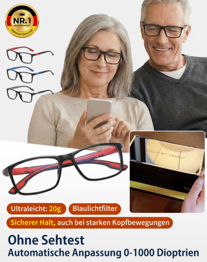 👓 Von Augenärzten empfohlen | Präzisionsbrille aus Sabae Automatisch fokussierende Lesebrille mit Blaulichtschutz • Kein Augentest nötig 