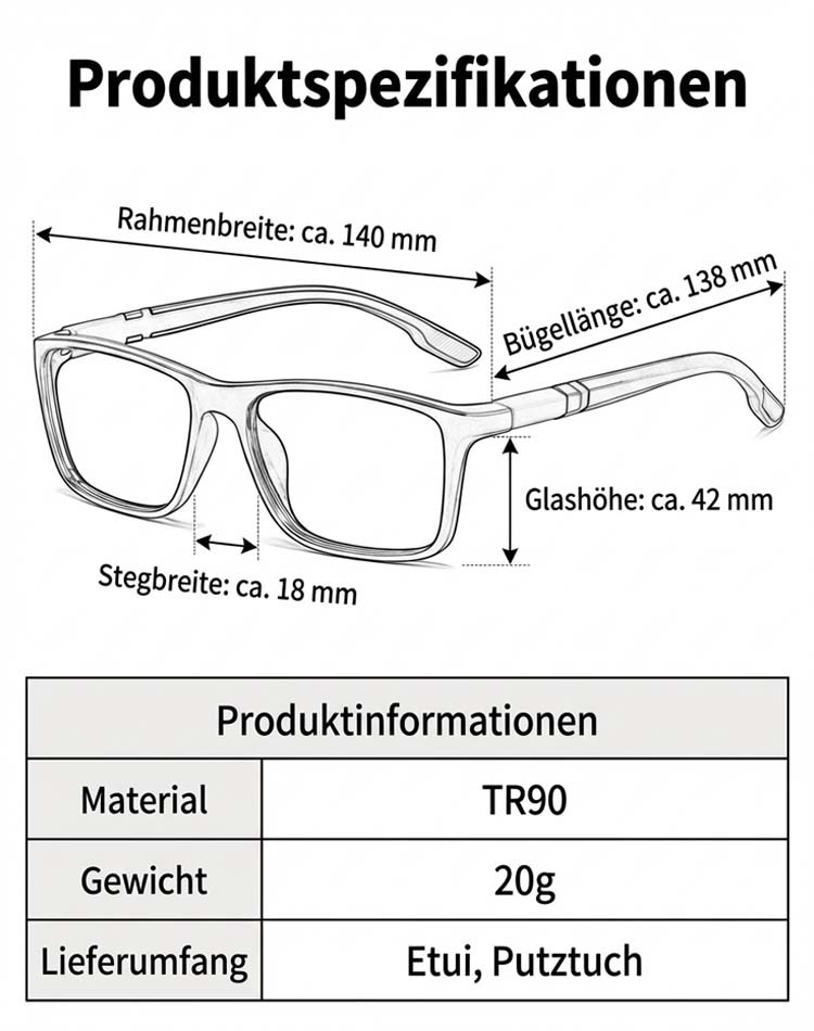 👓 Von Augenärzten empfohlen | Präzisionsbrille aus Sabae Automatisch fokussierende Lesebrille mit Blaulichtschutz • Kein Augentest nötig 