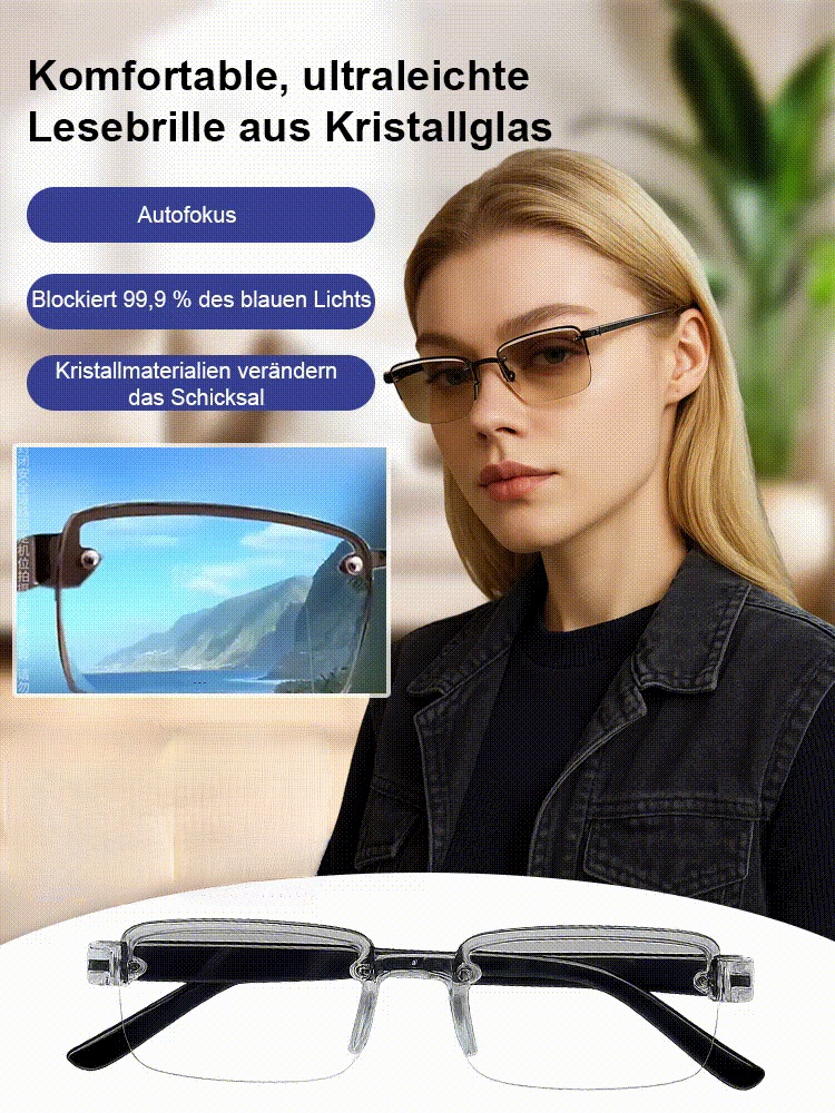 Intelligenter Zoom Anti-Müdigkeit Komfort Superleichte Kristall-Lesebrille