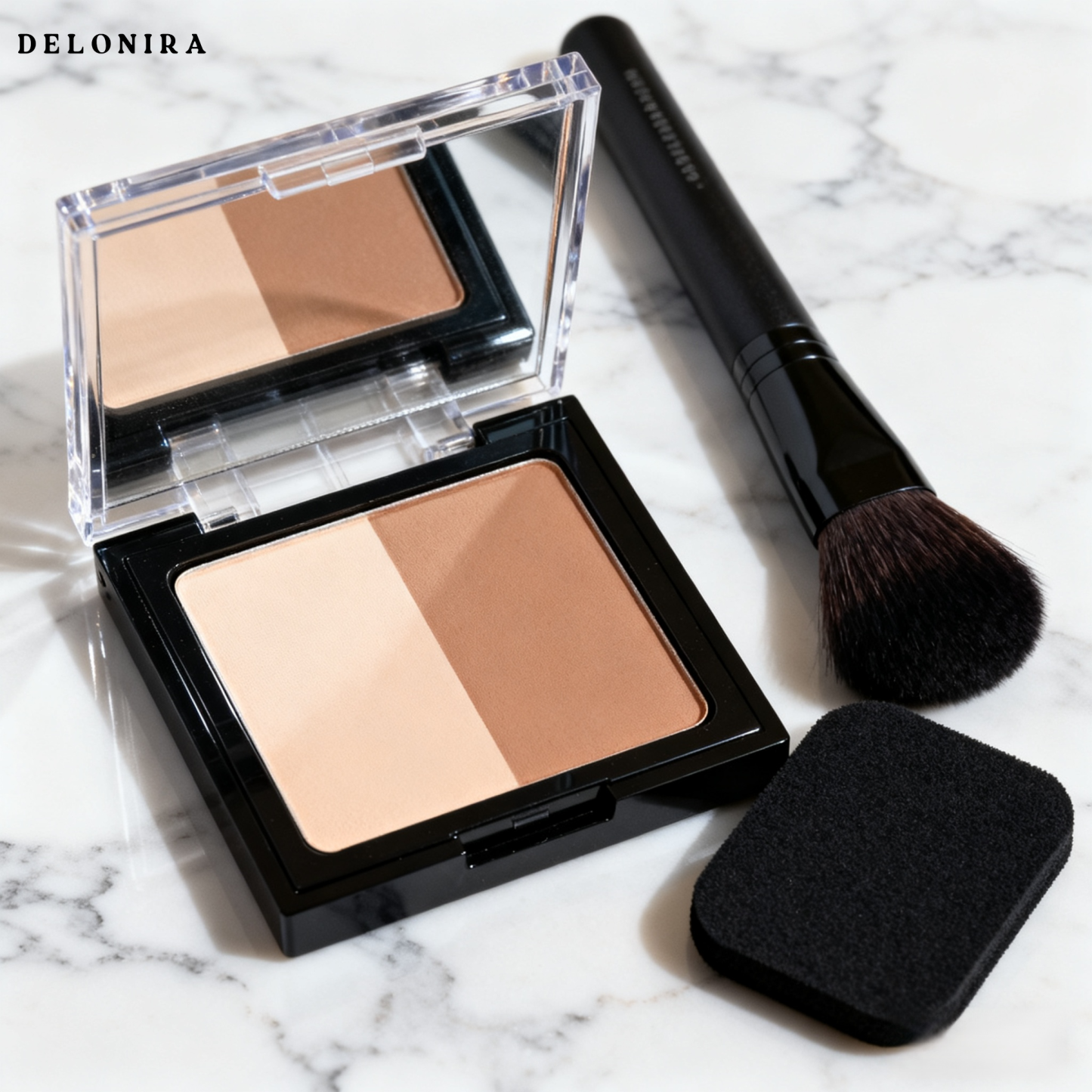 Delonira  Konturpalette mit zweifarbigen matten Highlights zum Aufhellen des Gesichts