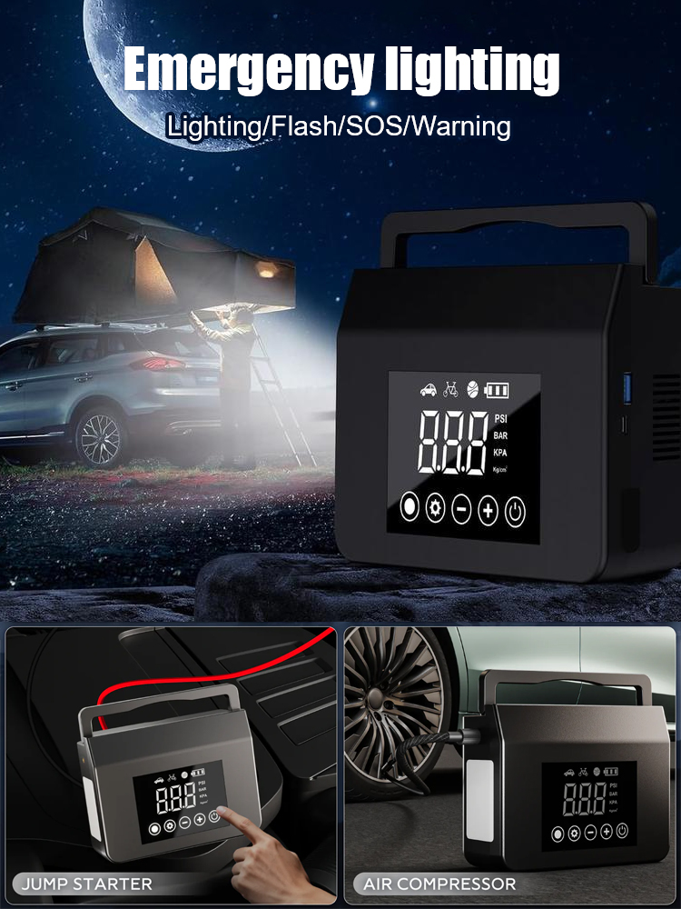 Multifunctional Car Air Pump & Emergency Jump Starter Power Pack