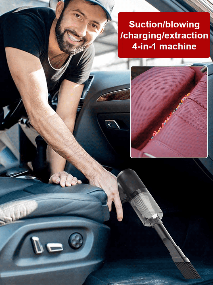 🌪️4-in-1 Auto Vacuum Cleaner: Vacuum, Blow, Inflate & Extract! 8th-Gen Brushless Motor (15k Pa suction) + AI Triple Battery. Free nozzles included.