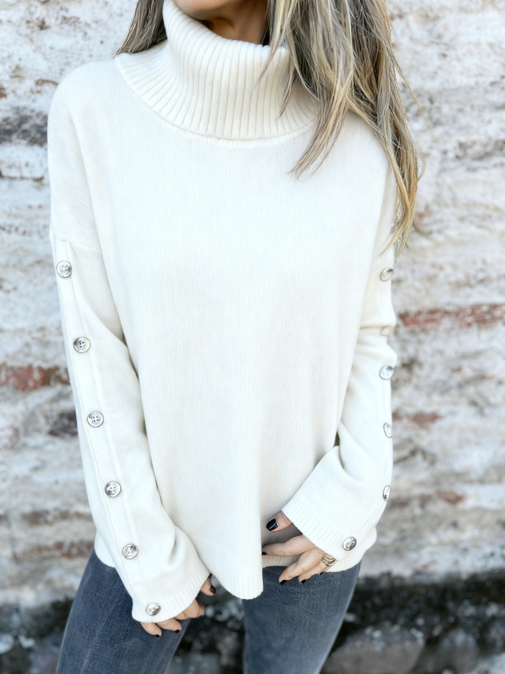 🔥2025 New Women's Casual High Neck Button Sweater Knitted