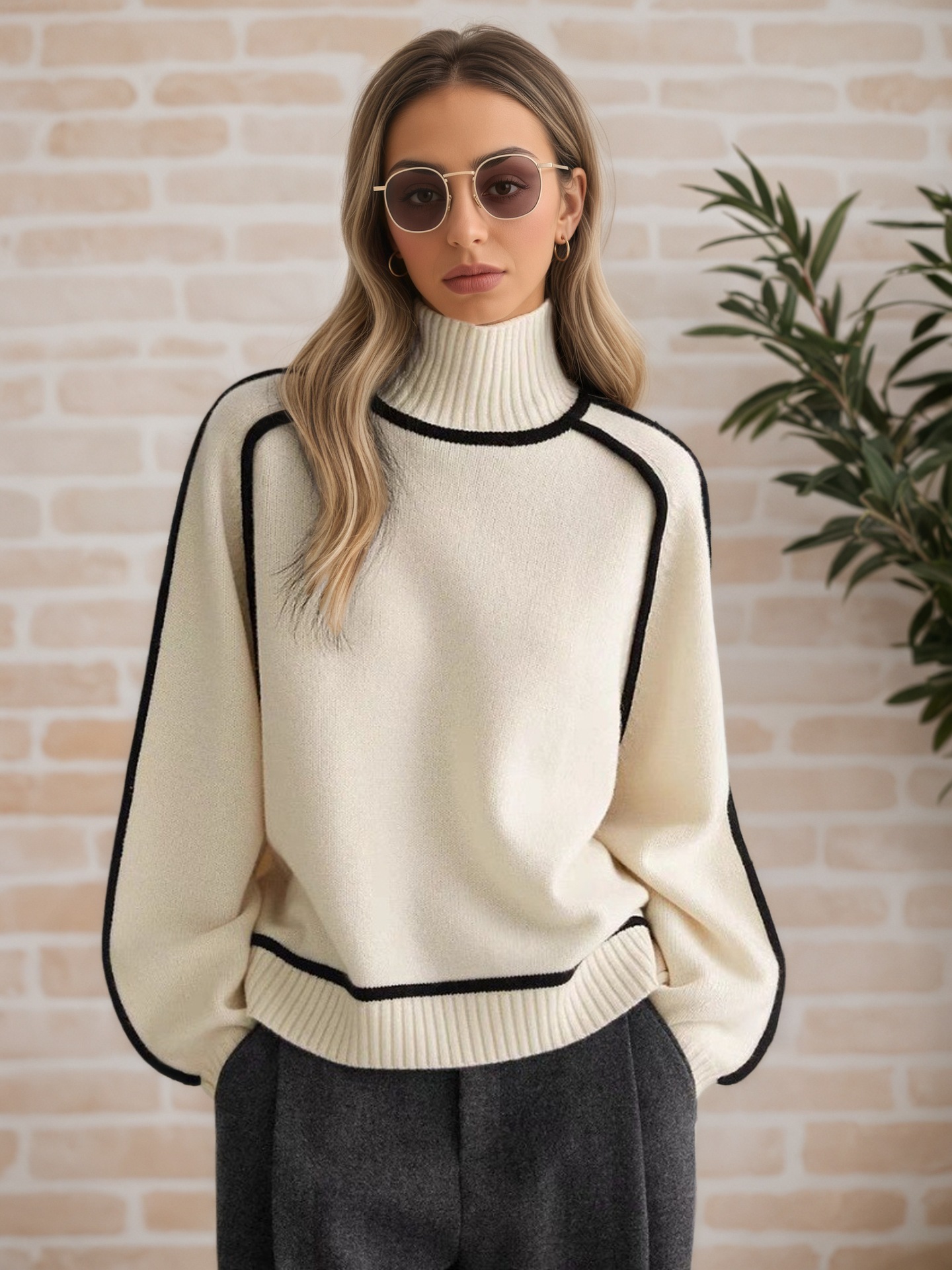 2026 model high-quality wool women's elegant turtleneck sweater