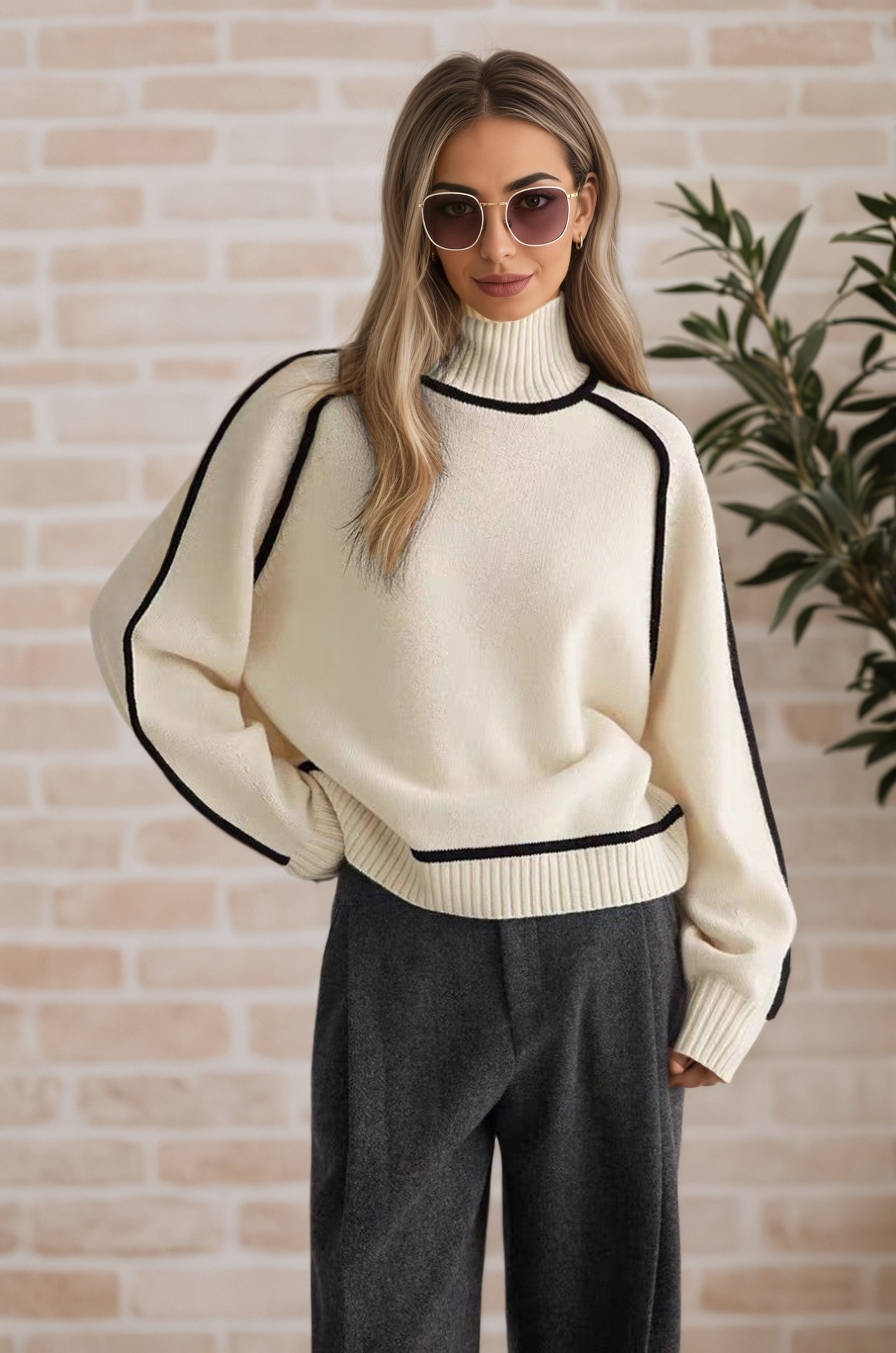 2026 model high-quality wool women's elegant turtleneck sweater