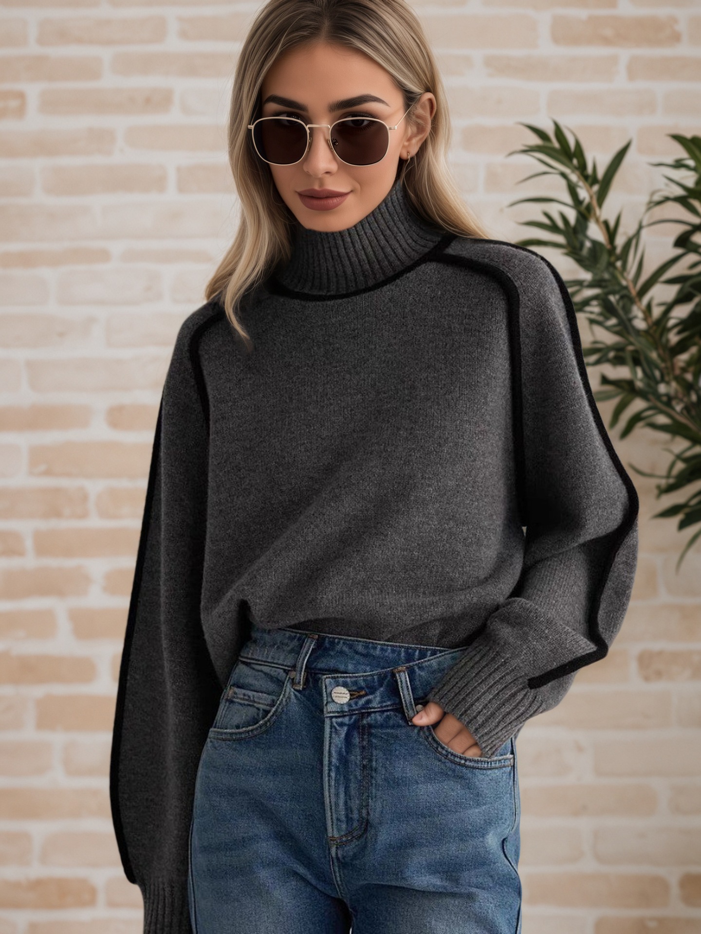 2026 model high-quality wool women's elegant turtleneck sweater