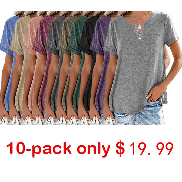 Fashion Solid Color Pocket Short Sleeve T-Shirt