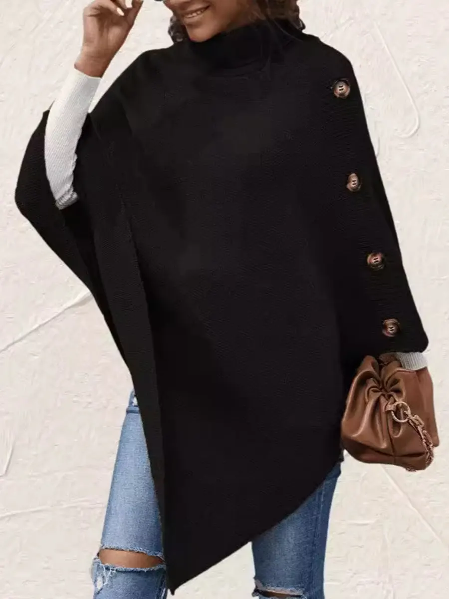 【One Size Fits All】 2025 Autumn/Winter New Solid Color Turtleneck Knit Cardigan