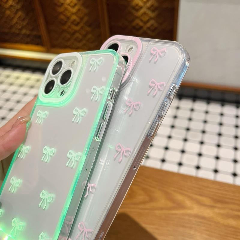 📱Vibrant LED Bowknot Phone Case, Compatible with iPhone 11/12/13/14/15/16/17 Pro/Pro Max