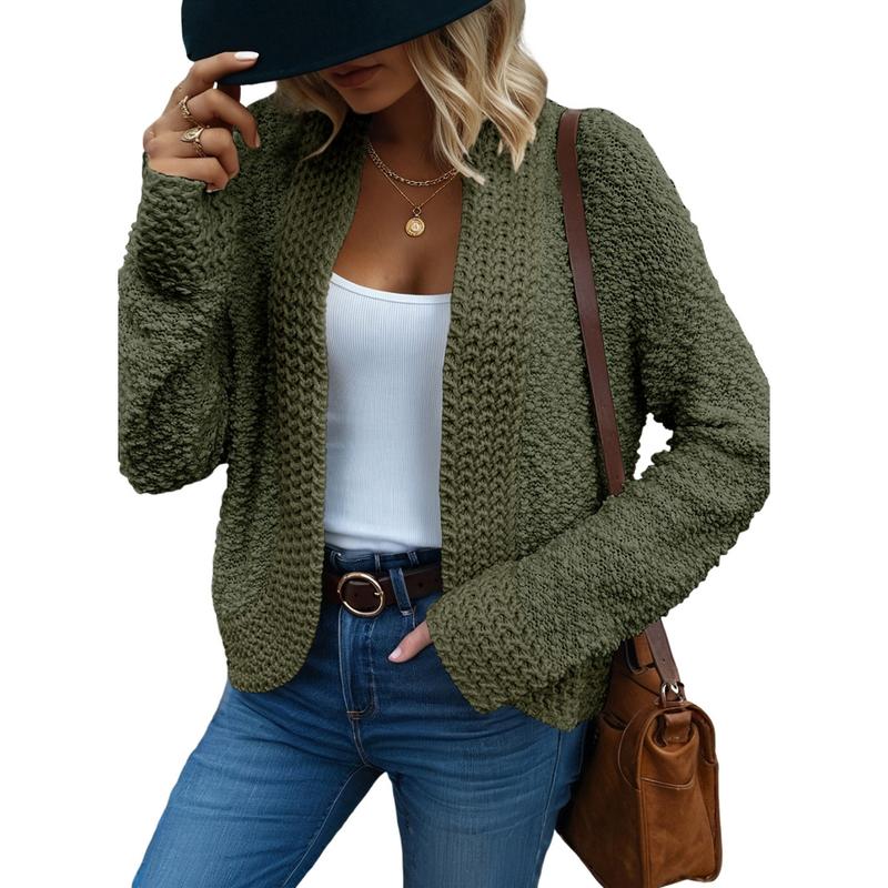 Dokotoo Women's 2026 Fashion Casual Open Front Long Sleeve Chunky Knit Cardigans Sweaters Outerwear Coats