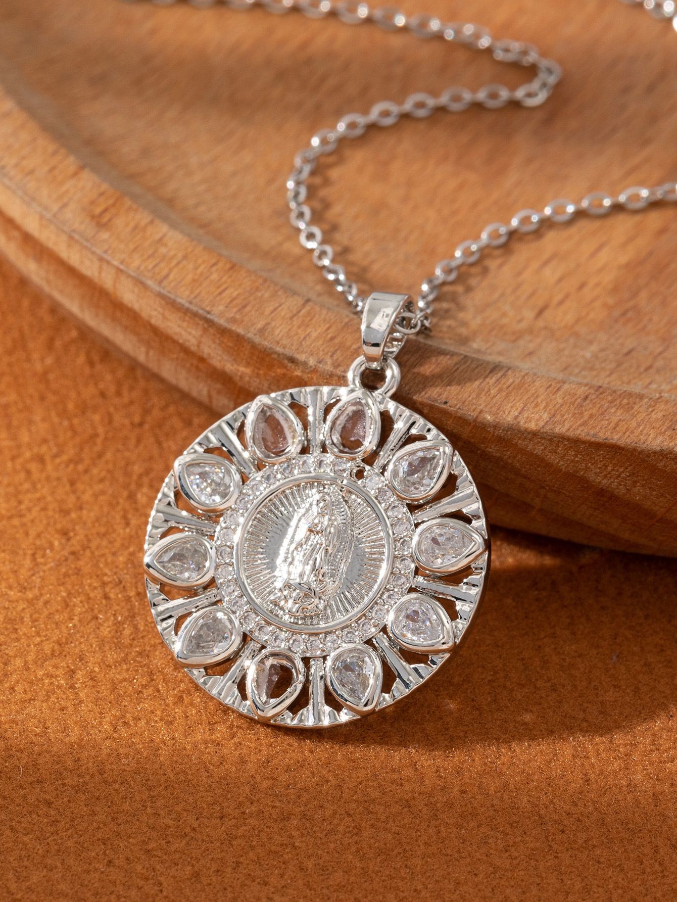 Artistic and retro Virgin Mary necklace