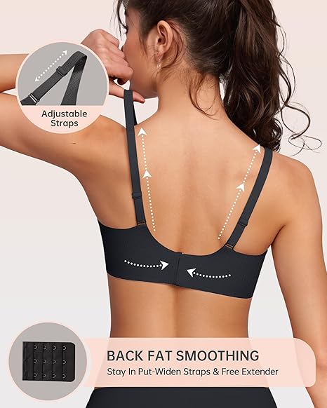 🎁 🔥Womens Comfortable Wireless Bras Push Up Bralettes Seamless Tshirts Bras Deep V Everyday Bras