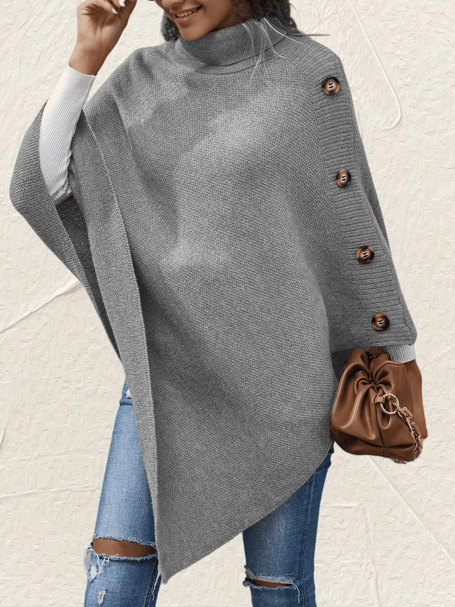 【One Size Fits All】 2025 Autumn/Winter New Solid Color Turtleneck Knit Cardigan