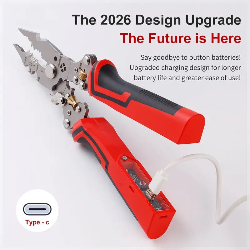 16 in 1 Wire Stripper Twister for Cutting and Pulling Wires,Cable Scissors,Voltage Tester Pliers, 12V to 250V Live,Null,Hot Wire Judgment AC DC, Audible and Flashing LED Alarms