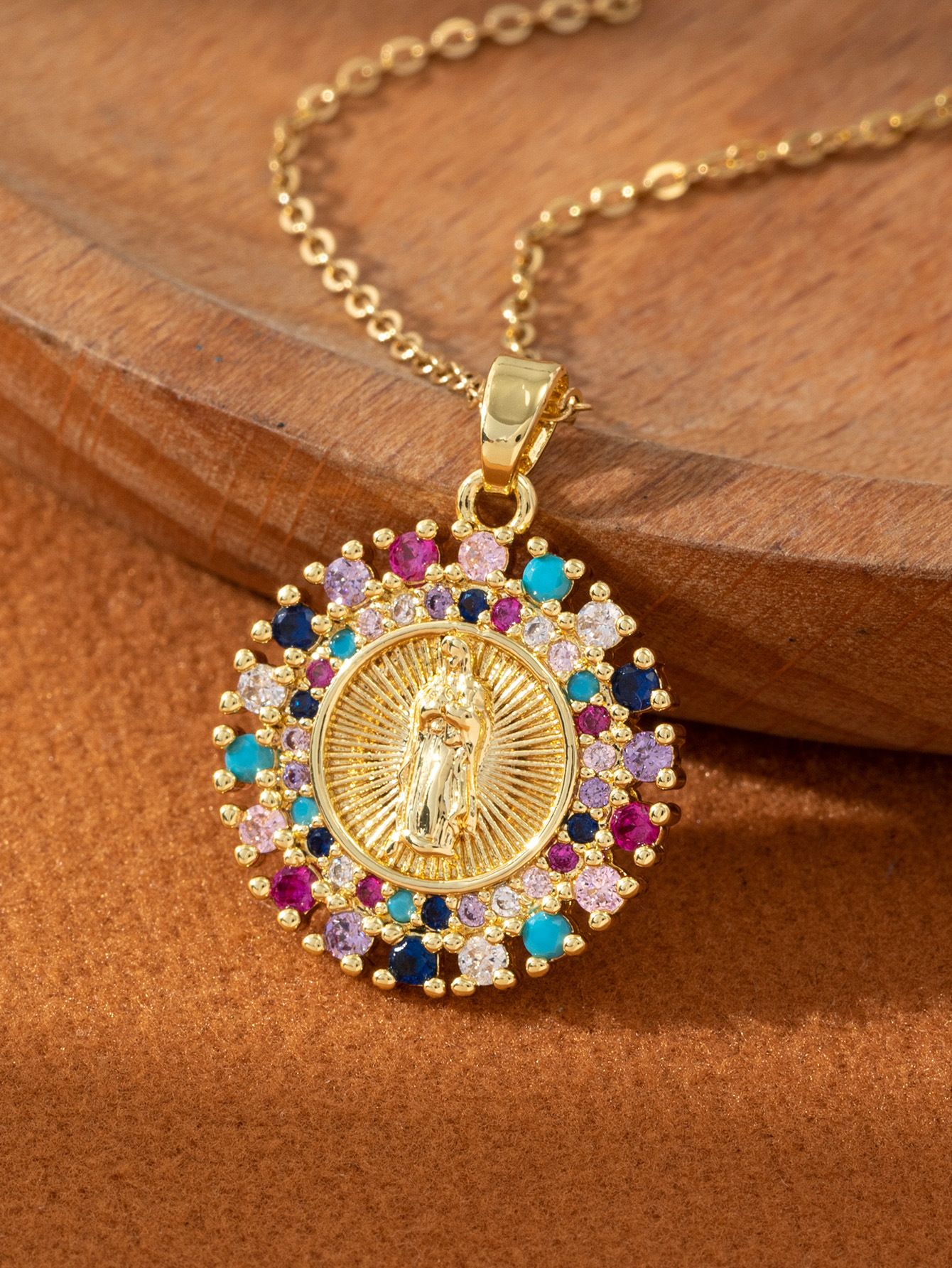 Artistic and retro Virgin Mary necklace