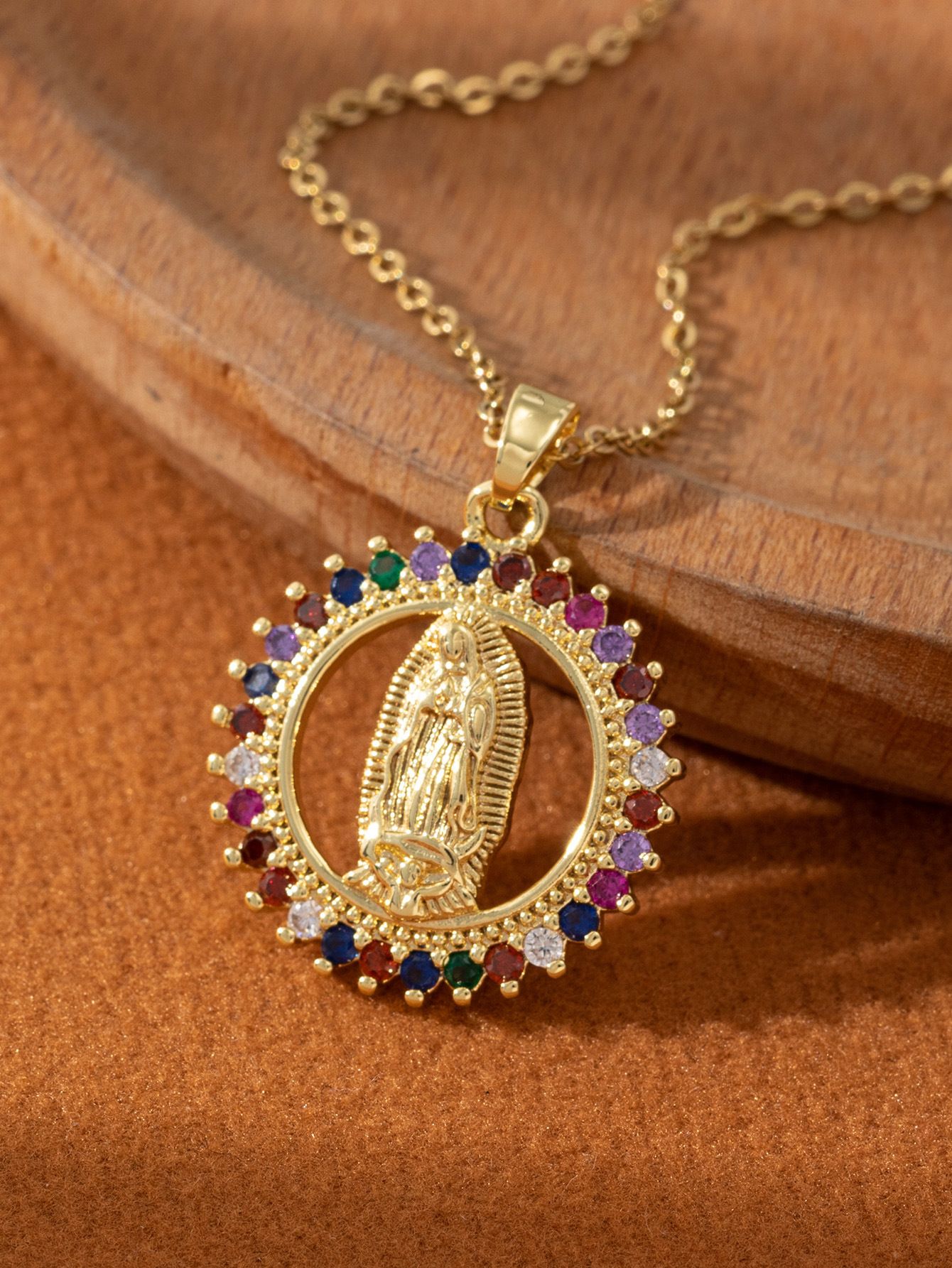 Artistic and retro Virgin Mary necklace