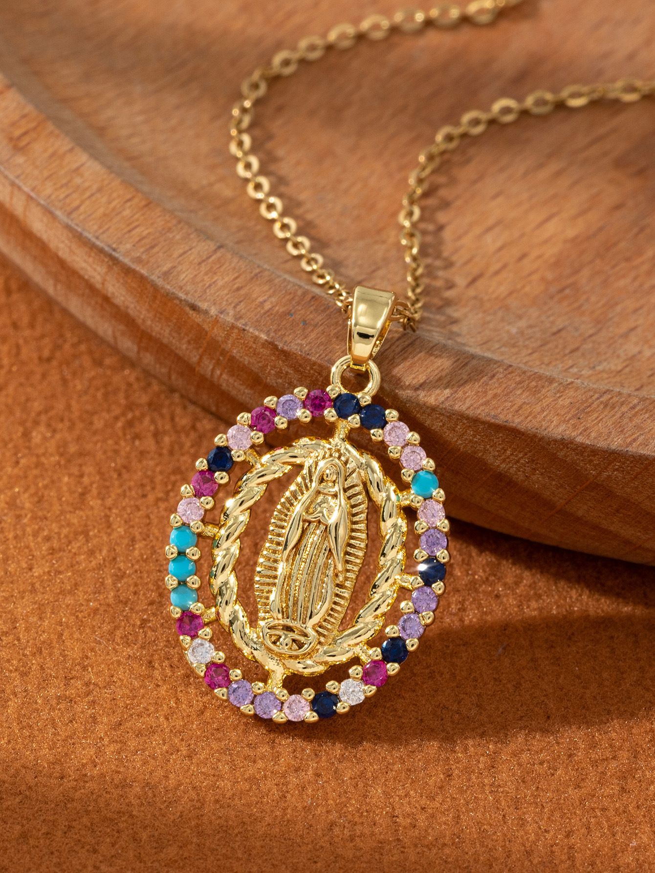 Artistic and retro Virgin Mary necklace