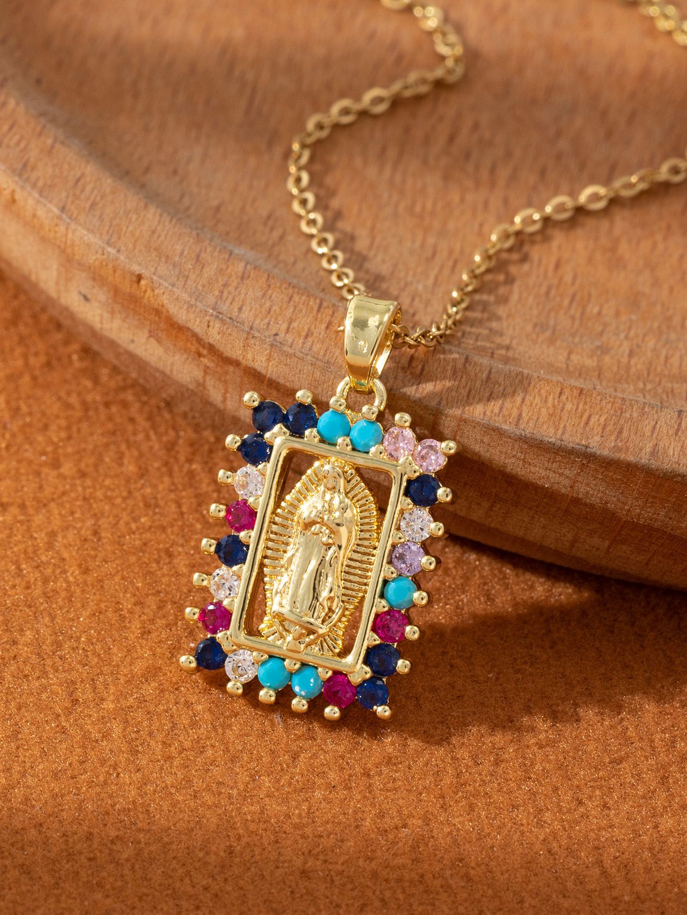 Artistic and retro Virgin Mary necklace