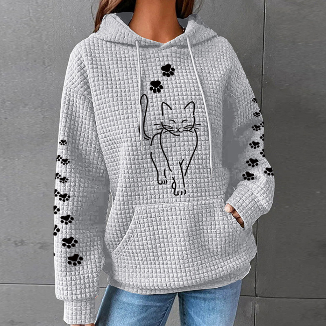 【S-5XL】2025 Autumn/Winter New Simple Cartoon Cat Hooded Sweatshirt