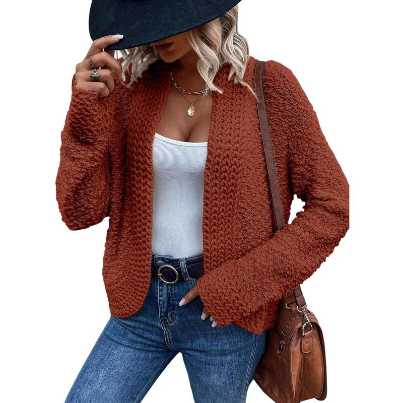 Dokotoo Women's 2026 Fashion Casual Open Front Long Sleeve Chunky Knit Cardigans Sweaters Outerwear Coats