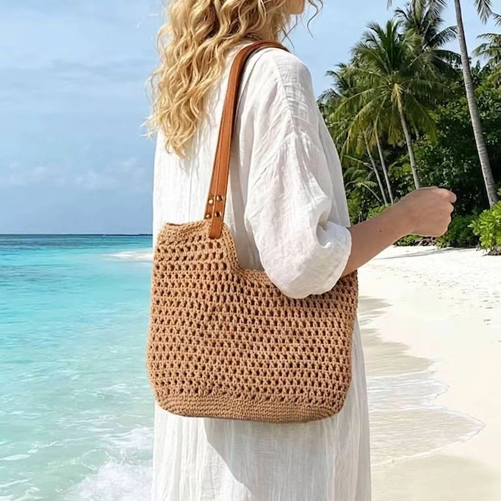 Woven Boho Summer Shoulder Bag, Vacation/Pool Party Travel Handbag, Gift for Her/Besties/Friends