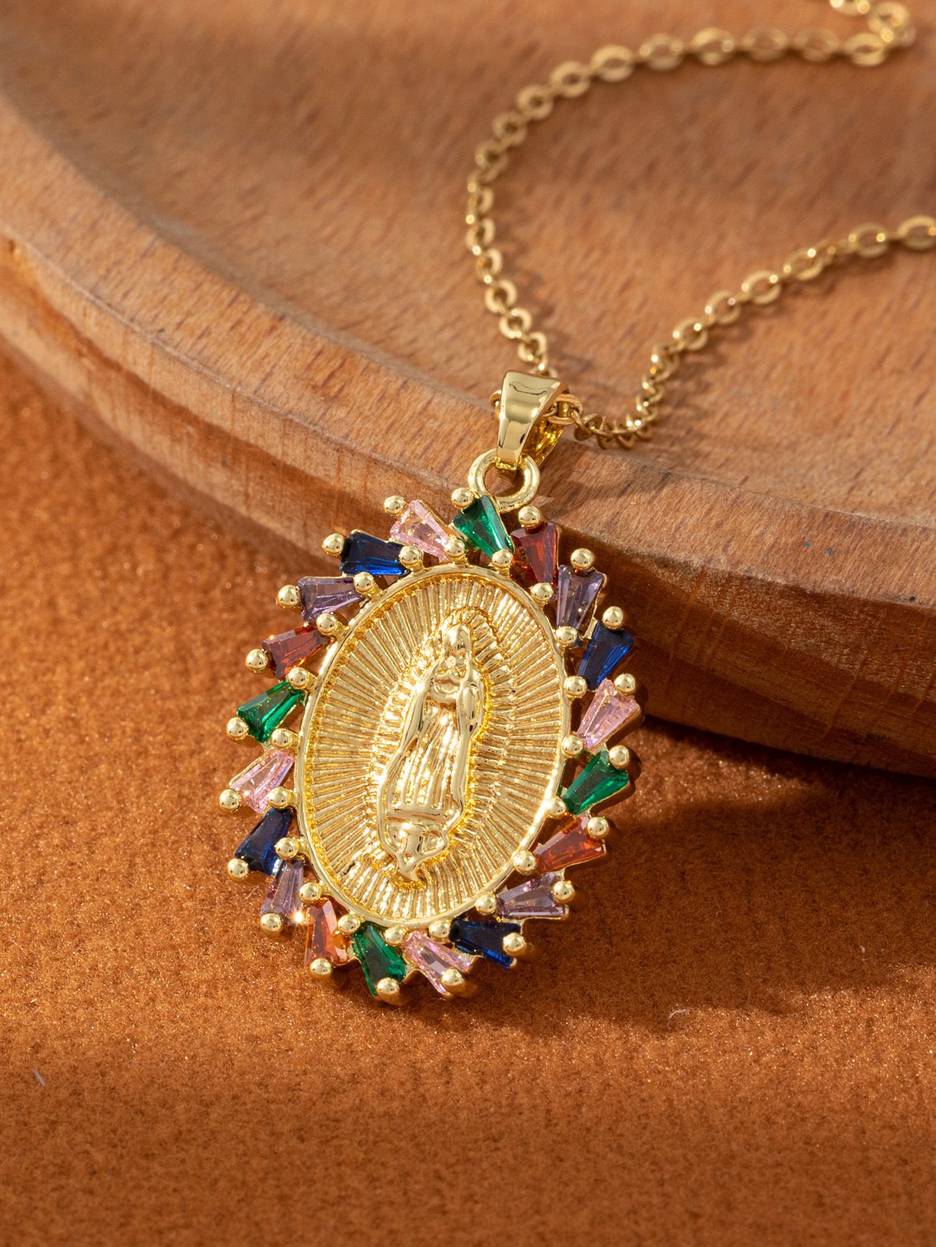 Artistic and retro Virgin Mary necklace