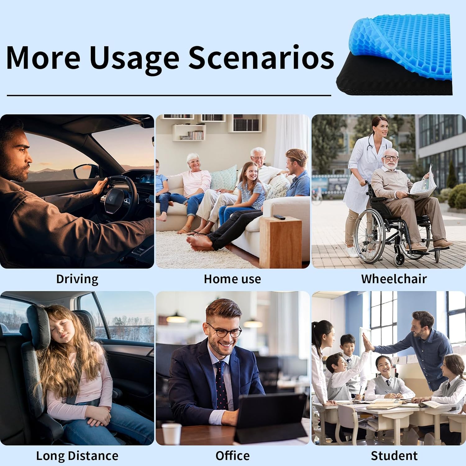 💺 Silicone Gel Seat Cushion  for Prolonged Sitting