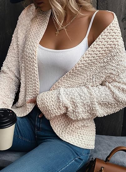 Dokotoo Women's 2026 Fashion Casual Open Front Long Sleeve Chunky Knit Cardigans Sweaters Outerwear Coats