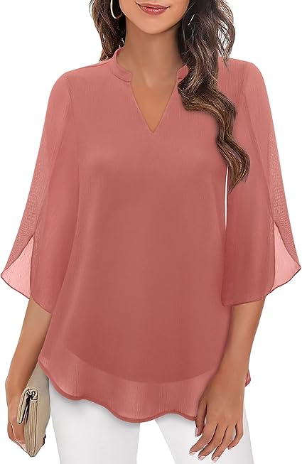 Women's Casual Long Sleeve Tops V Neck T Shirts Bell Sleeve Shirts