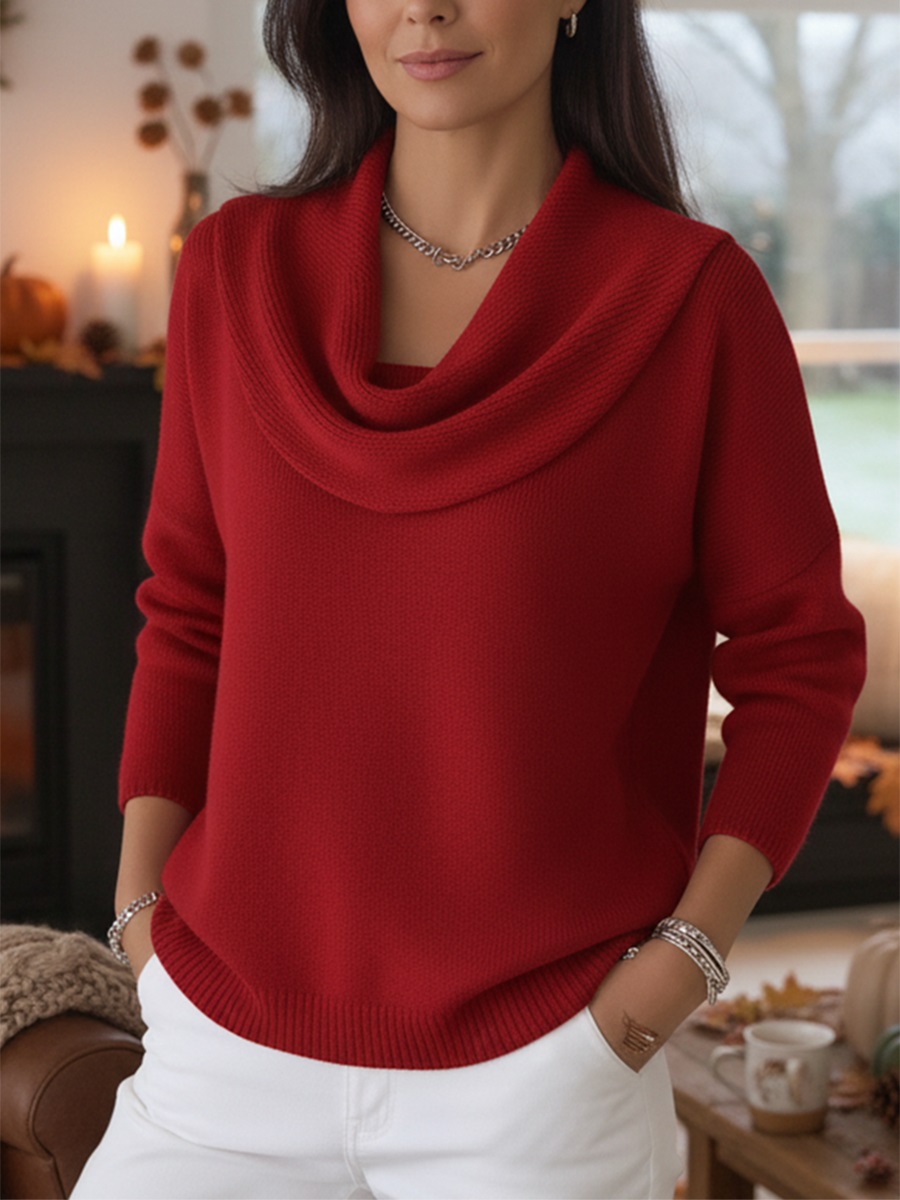 CLEARANCE SALE🔥 Women's Soft and Elegant Solid Color Ruffled Collar Sweater Top