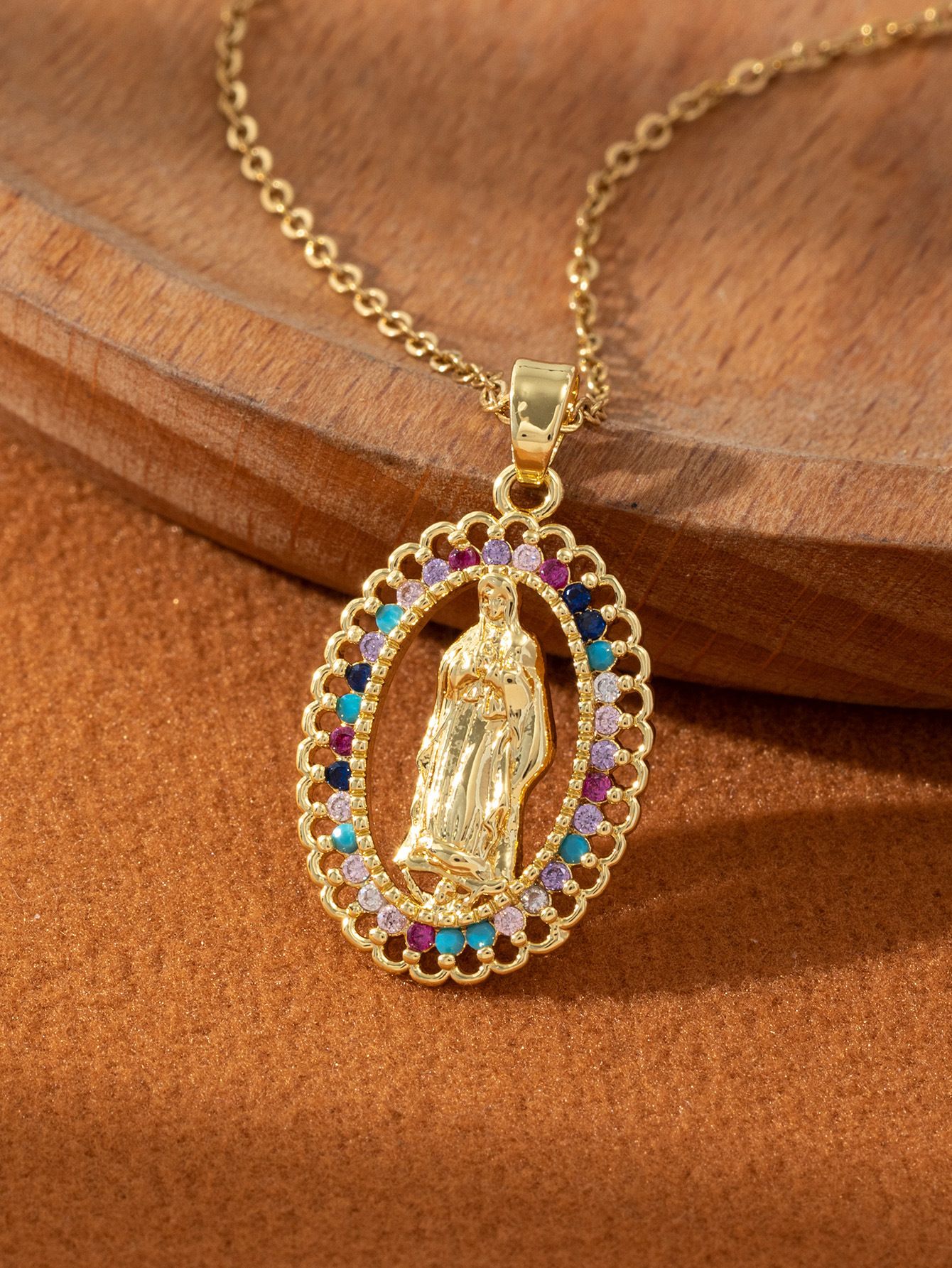 Artistic and retro Virgin Mary necklace