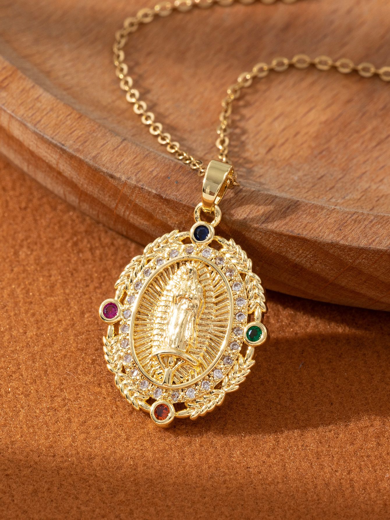 Artistic and retro Virgin Mary necklace