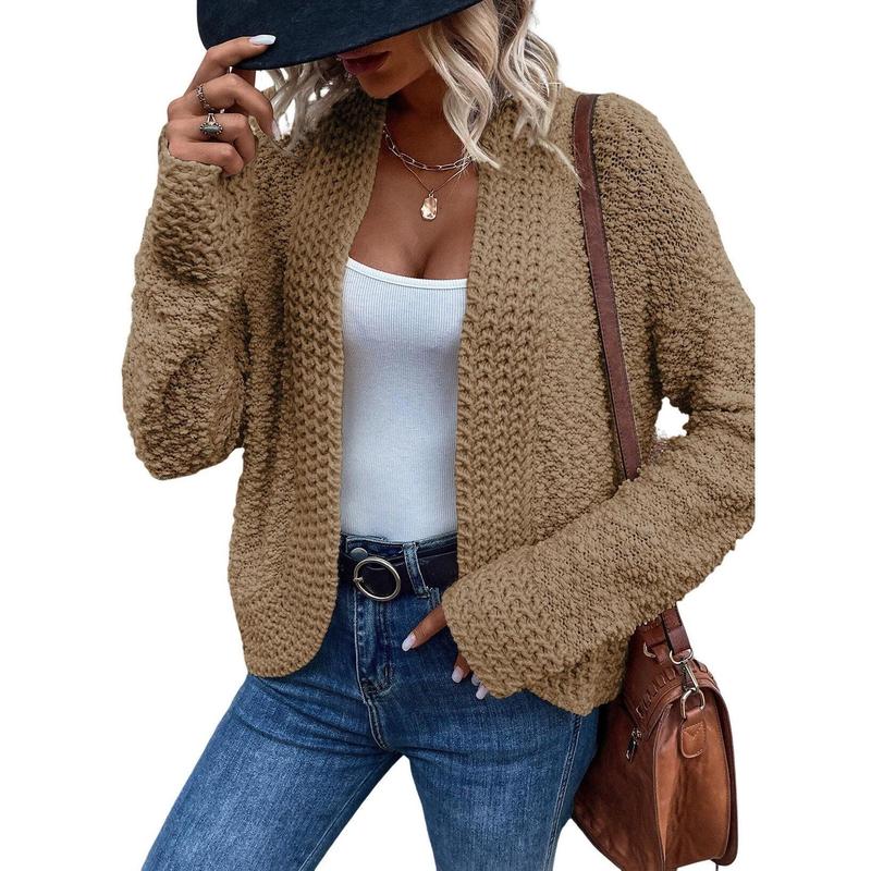 Dokotoo Women's 2026 Fashion Casual Open Front Long Sleeve Chunky Knit Cardigans Sweaters Outerwear Coats