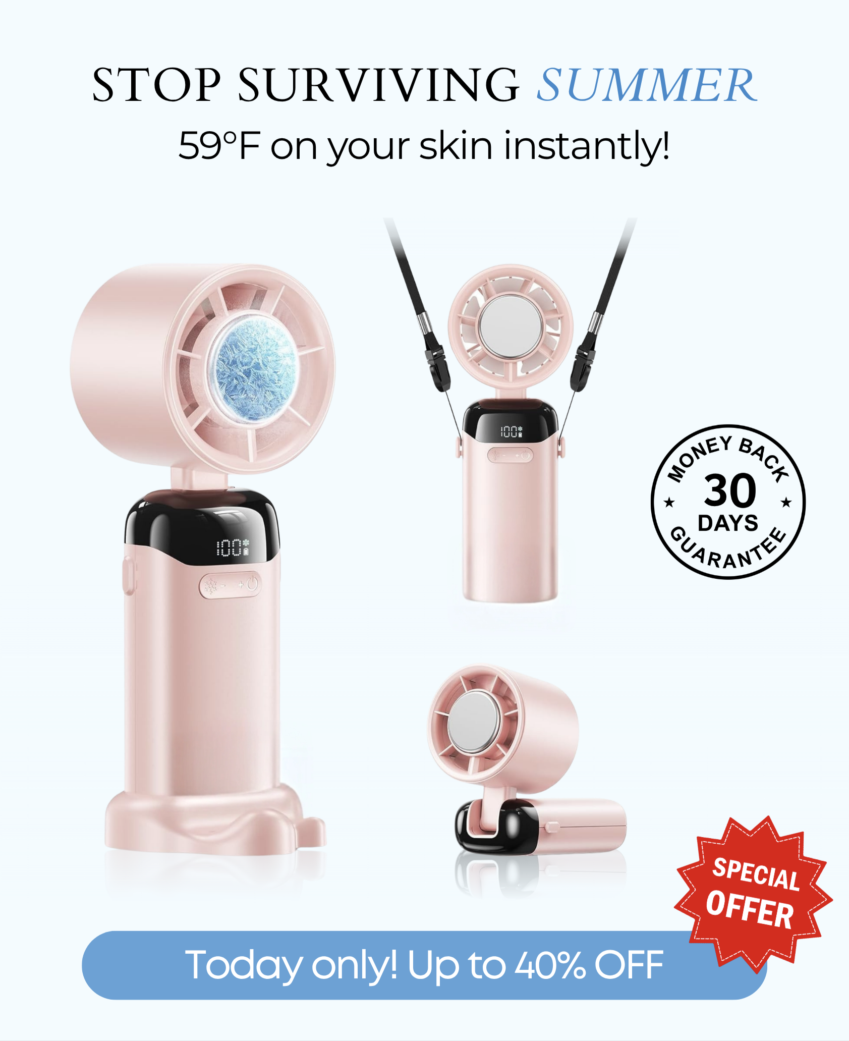 Alpa FrostFace™ | Instant Skin Cooling Fan | Drop to 59°F in Seconds