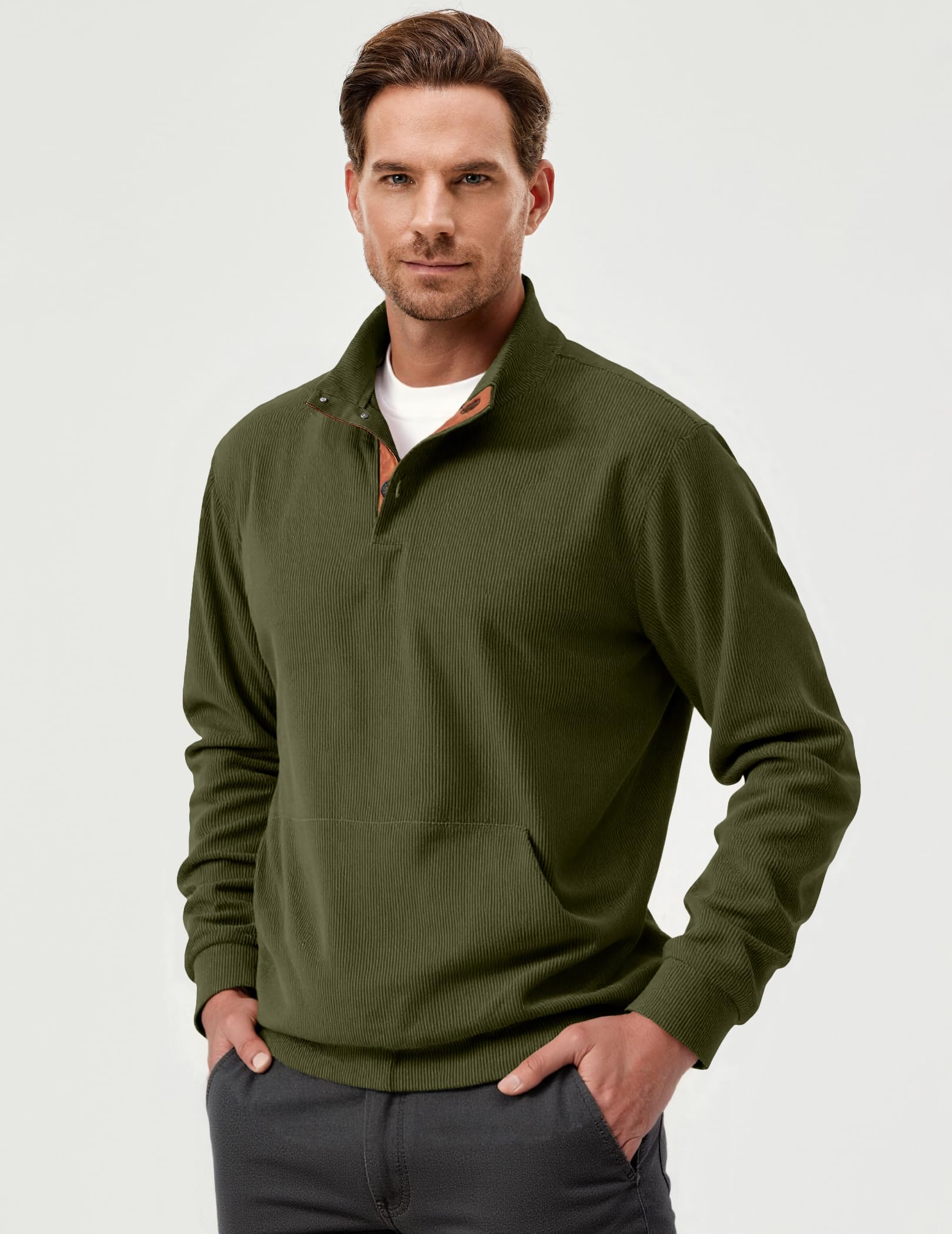 2025 Clearance Sale - Men's Outdoor Casual Stand Collar Pocket Cashmere Button Long Sleeve Sweater