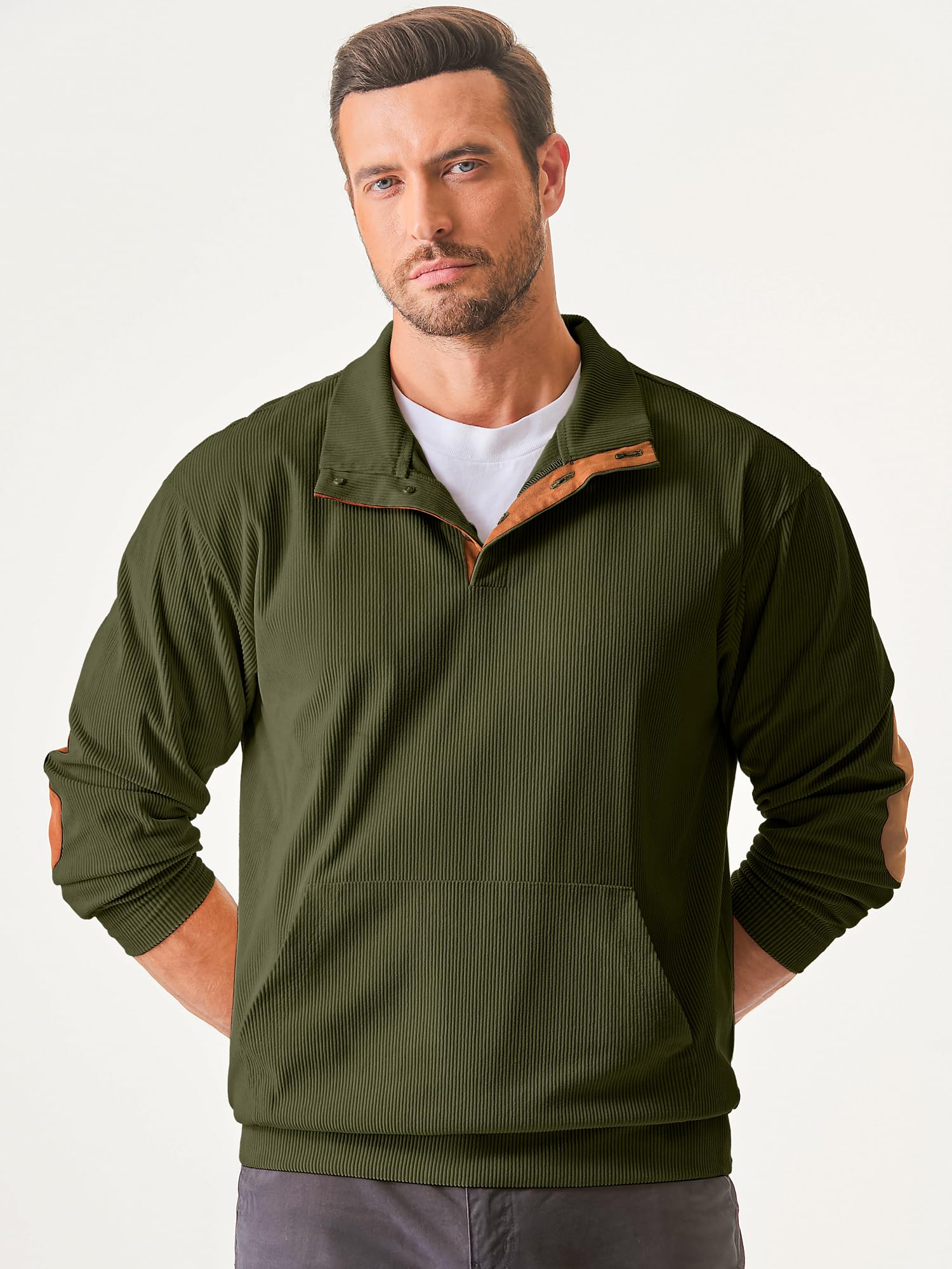 2025 Clearance Sale - Men's Outdoor Casual Stand Collar Pocket Cashmere Button Long Sleeve Sweater