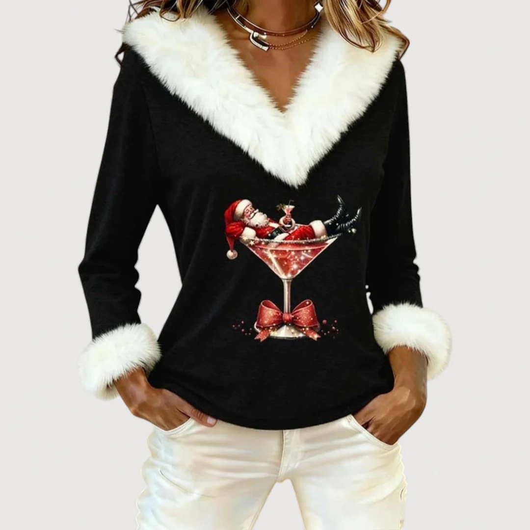 2025 Women's Warm and Comfortable Christmas Top, Christmas V-neck Shirt