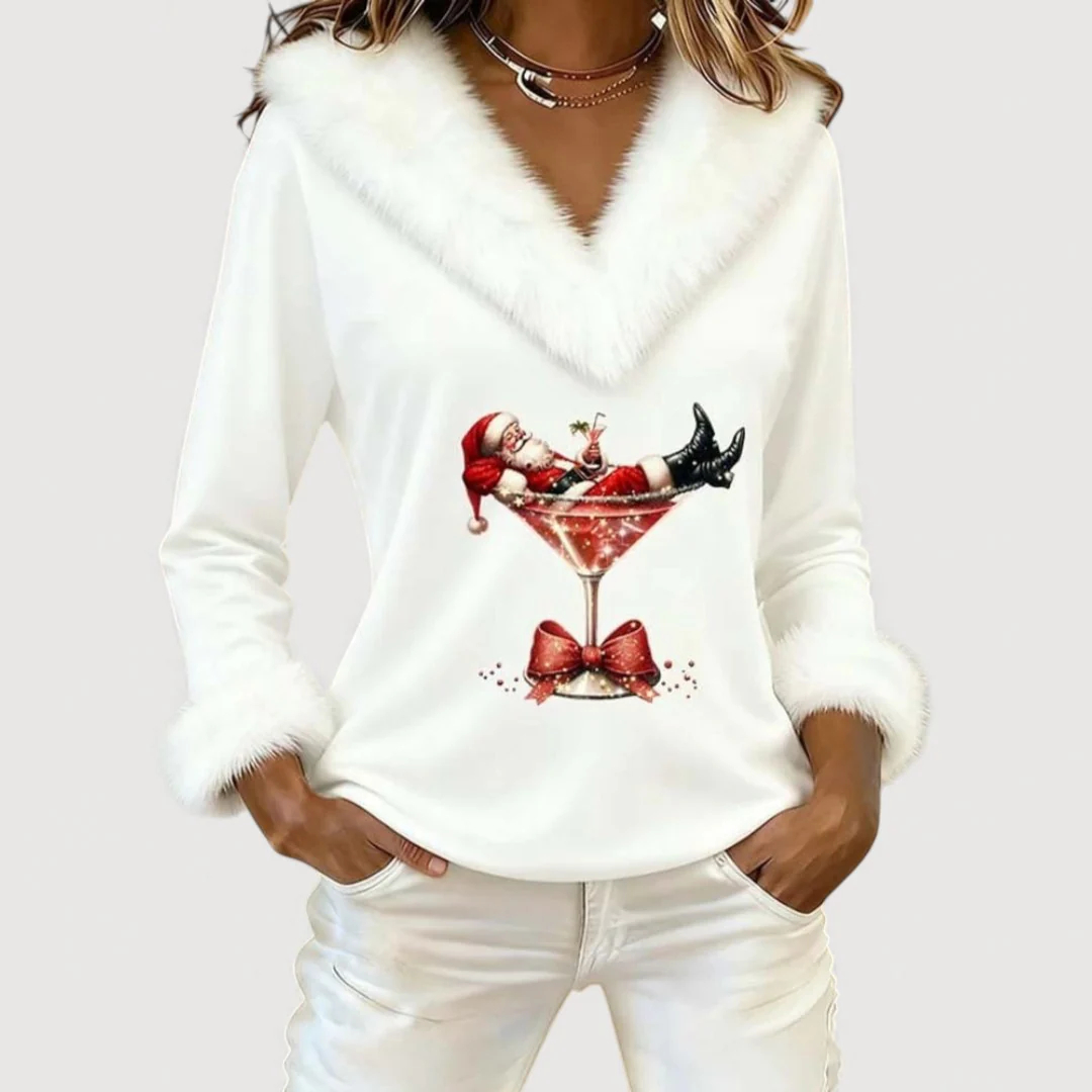 2025 Women's Warm and Comfortable Christmas Top, Christmas V-neck Shirt