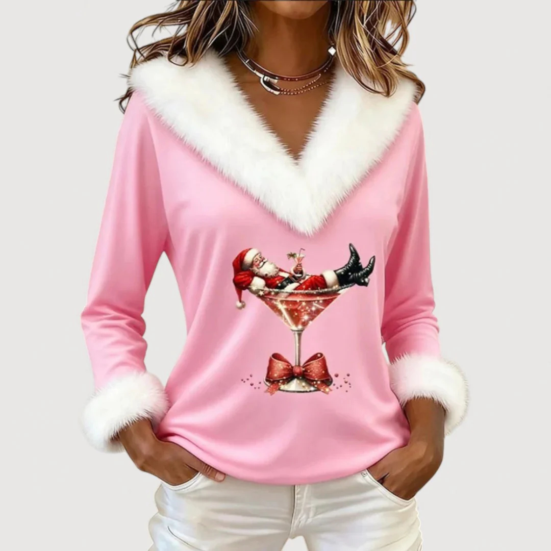 2025 Women's Warm and Comfortable Christmas Top, Christmas V-neck Shirt