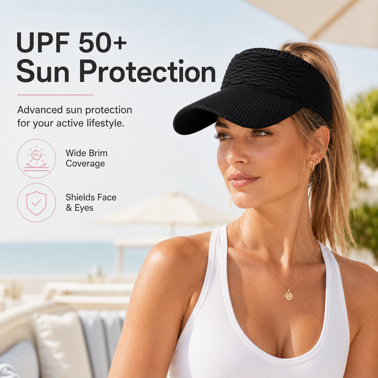 Women's High Ponytail Sun Visor Hat for Sun Protection