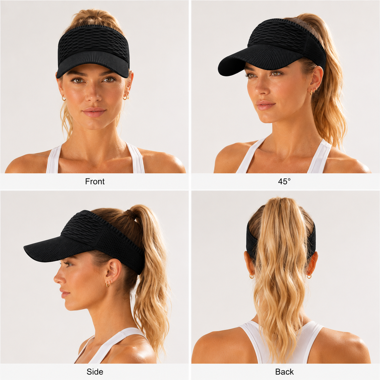 Women's High Ponytail Sun Visor Hat for Sun Protection