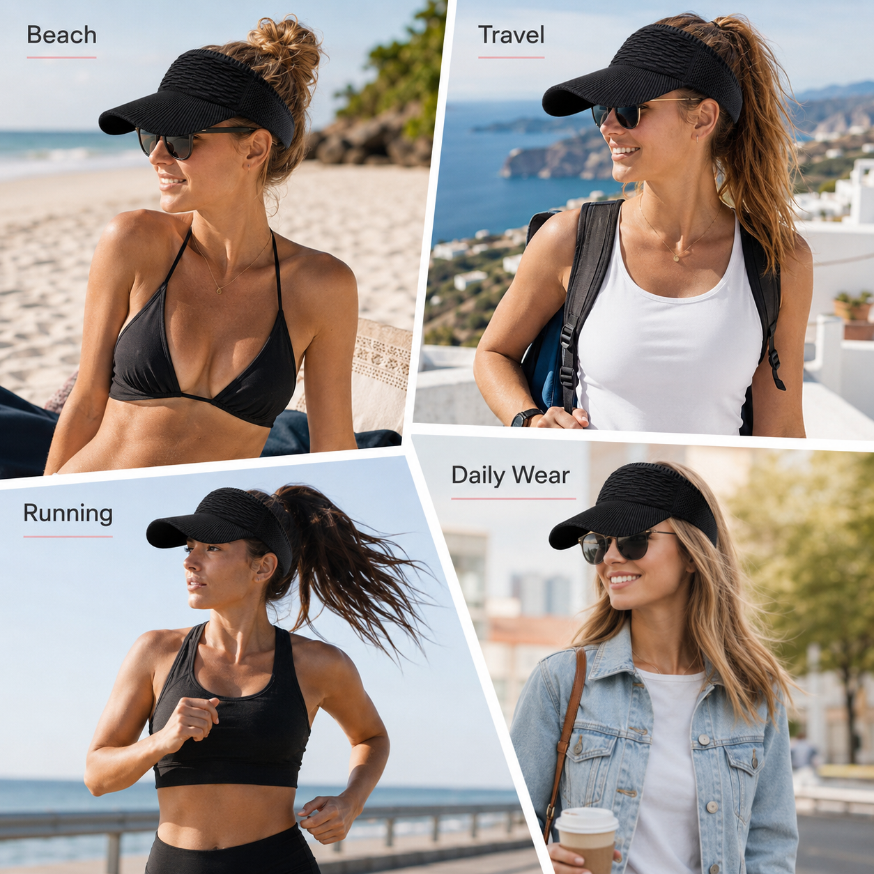 Women's High Ponytail Sun Visor Hat for Sun Protection
