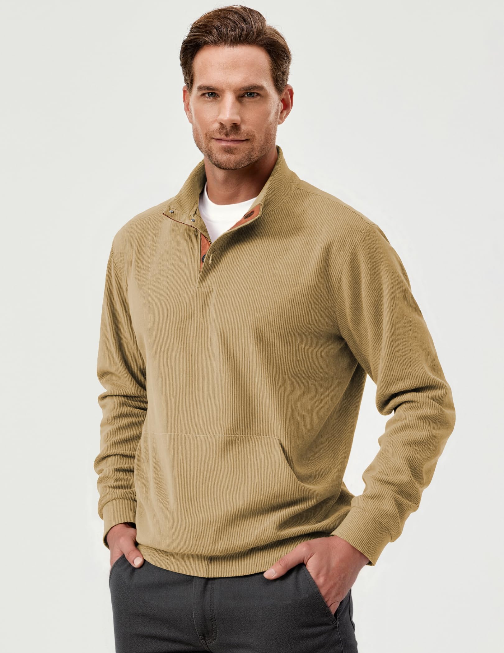 2025 Clearance Sale - Men's Outdoor Casual Stand Collar Pocket Cashmere Button Long Sleeve Sweater